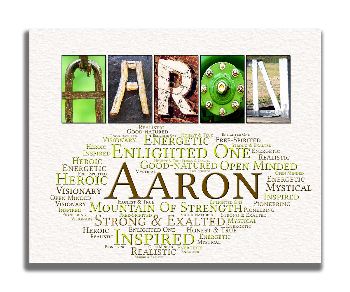 Aaron Meaning Name Art Gift 4 Digital Prints Letter Art Gifts