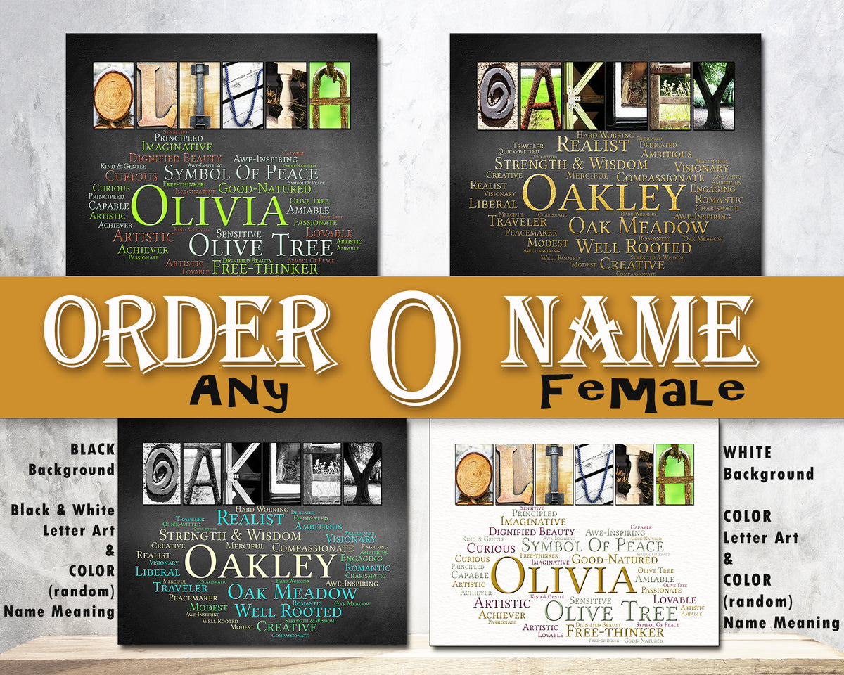 1 Female Name - O – Letter Art Gifts
