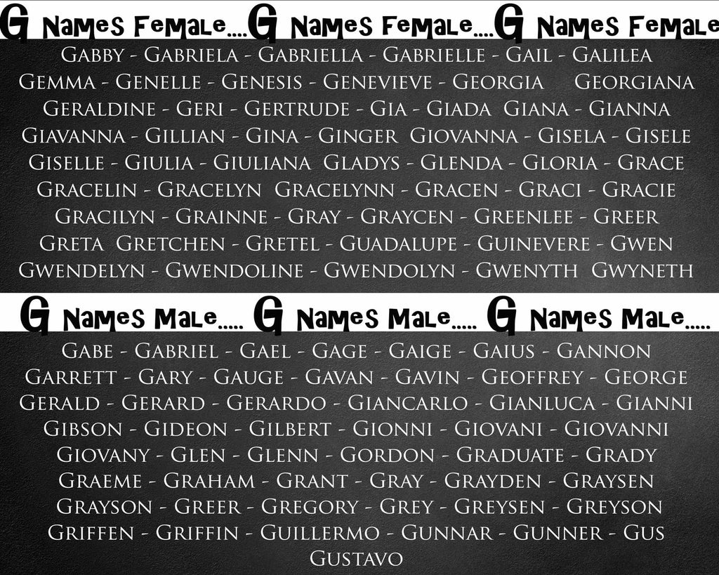 Name gifts beginning with G