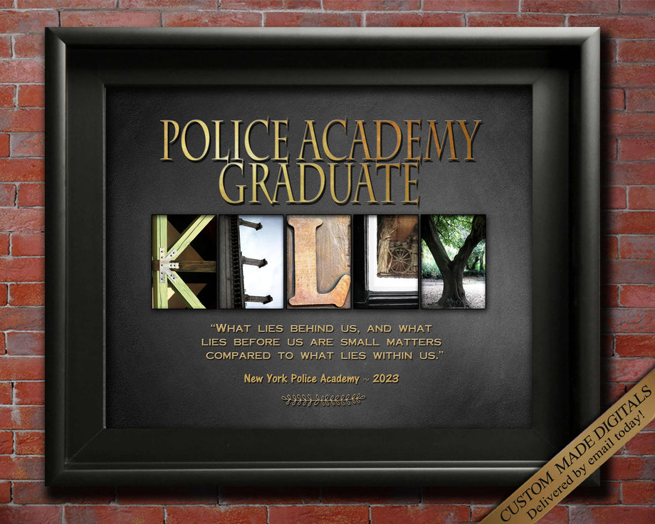 Future Police Officer Cake Topper - Class Of 2023 Graduation Decor, Black Glitter, For Cakes & Desserts