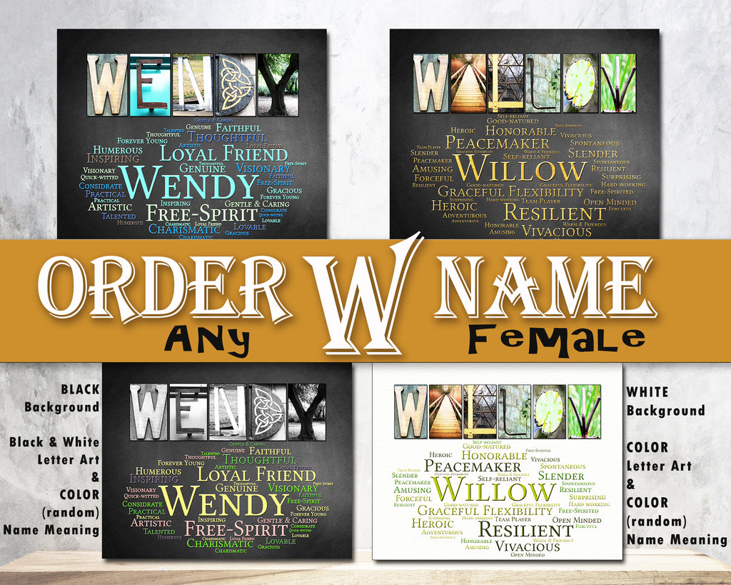Name Gift for Wanda - Waverly - Wendi - Wendy - Wenonnah - Weslie - Weylen - Whitney - Wilder - Wilhelmina - Willa - Willow - Winifred - Winona - Winslow - Winter - Wren - Wrenn - Wynne – Wynter