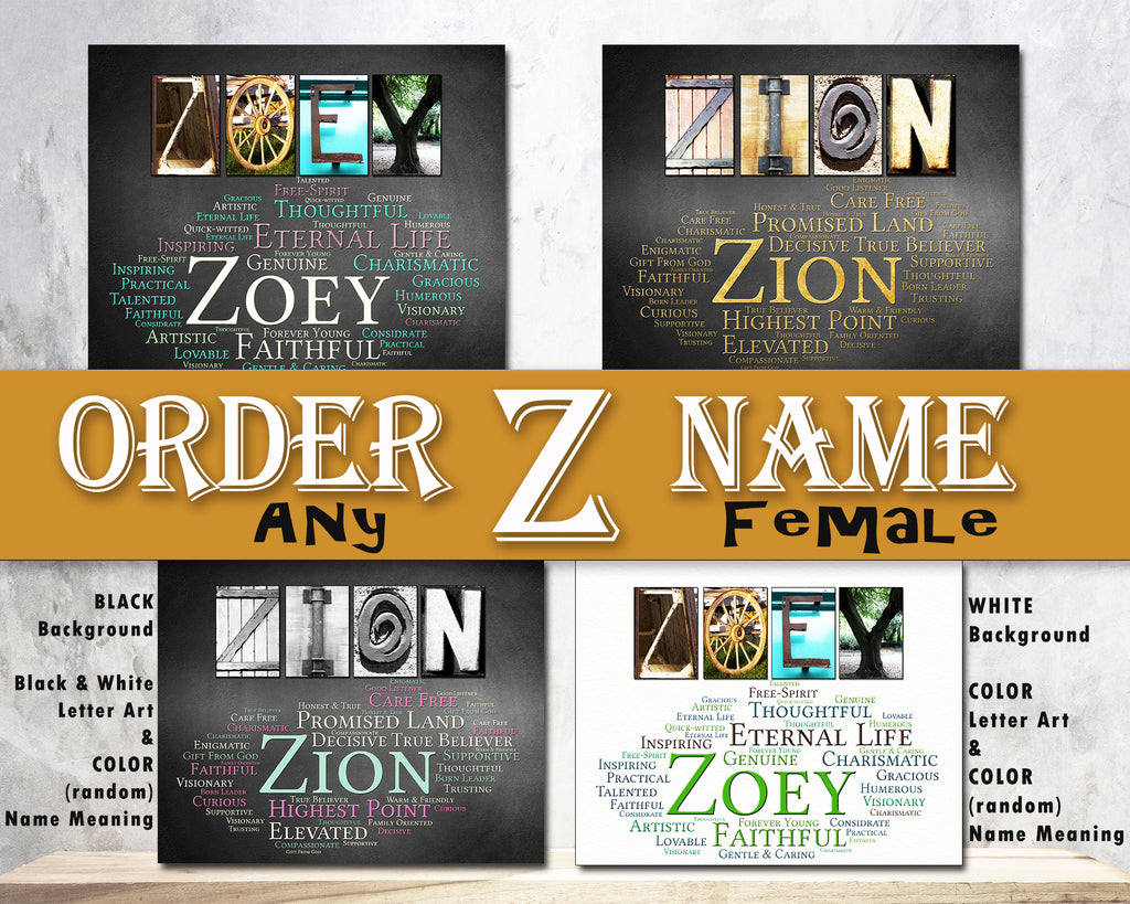 Name Gifts for Girls Zaida - Zara - Zaria - Zariah - Zahra - Zayda - Zaylee - Zelda - Zelie - Zella - Zendaya - Zion - Zoe - Zoee - Zoey - Zofia - Zoie - Zuri - Zurie