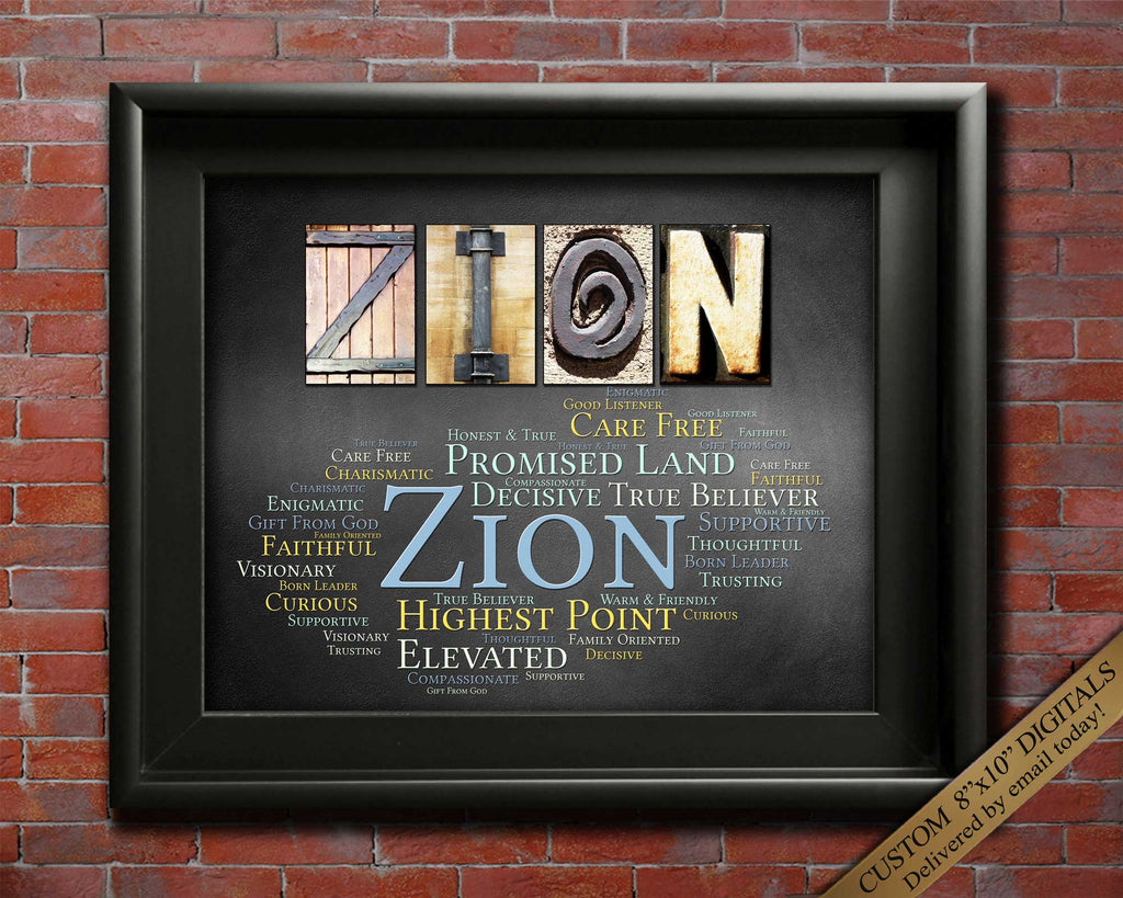 Zion name art Birthdays, Communion, Confirmation, Christmas, Thank You, Friendship Appreciation, Bridesmaids, Groomsman, Christening, First Birthday