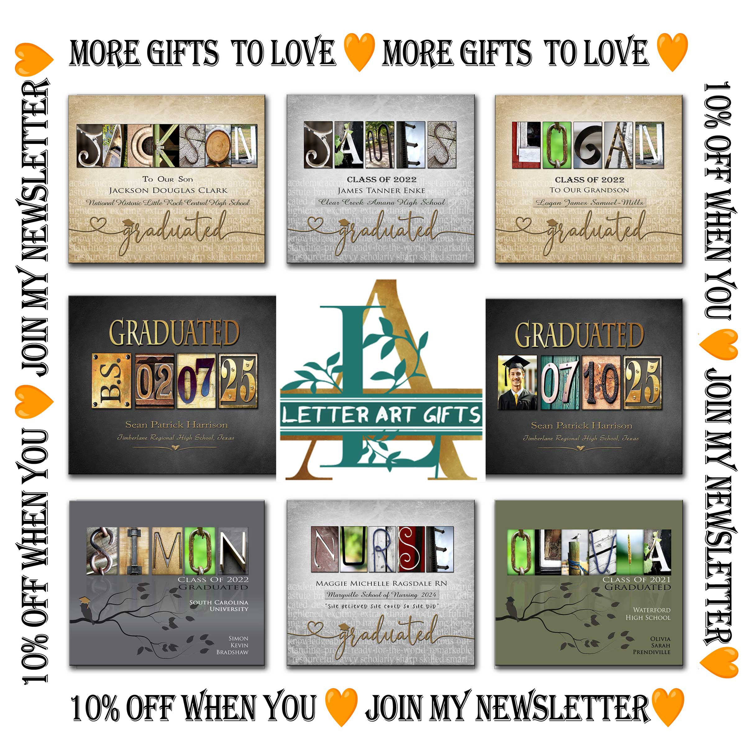 Letter Grad Gift Graduation Party Gift for Graduates Party Guest Book Gold Graduation P ...