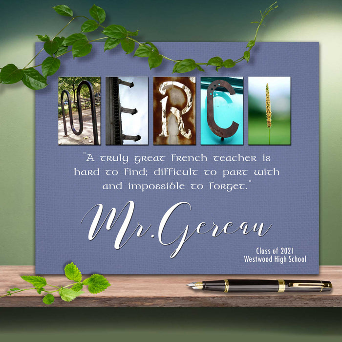 Gift for French teacher merci thank you