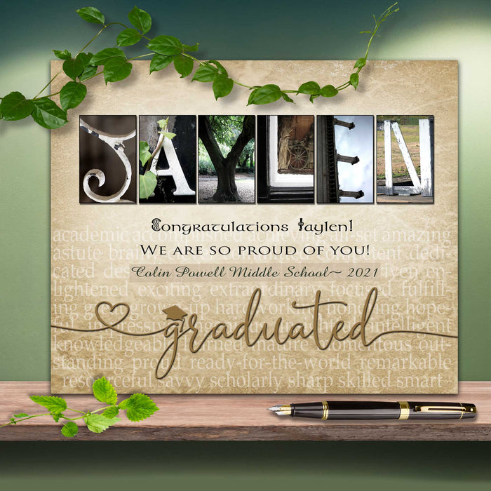 High school graduation name art print 