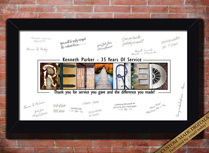 Retired Gift for Men Women Guest Book Print