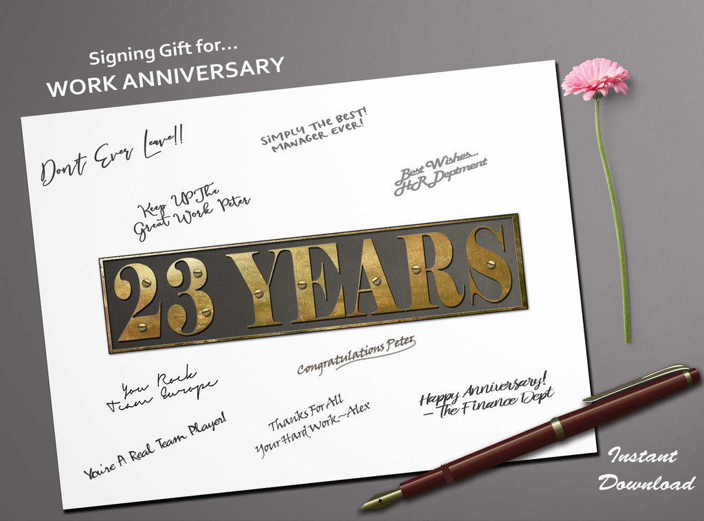 23 Years Co-worker Boss Work anniversary Wall Art Printable guest book