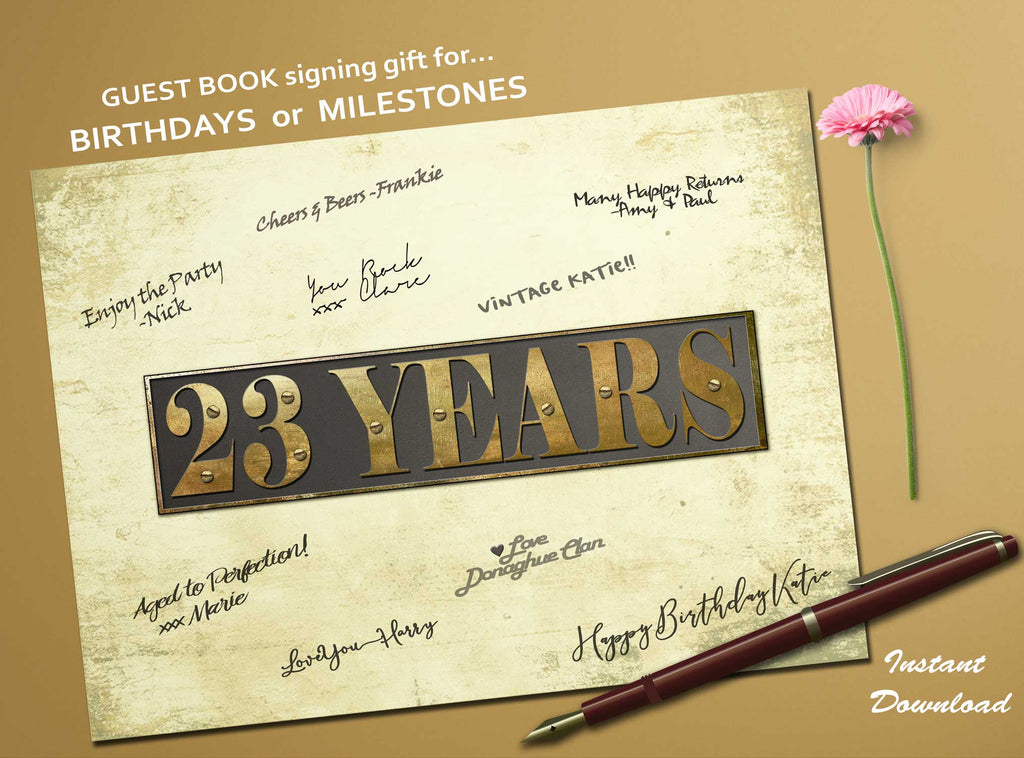 23rd Birthday Wall Art Printable guest book