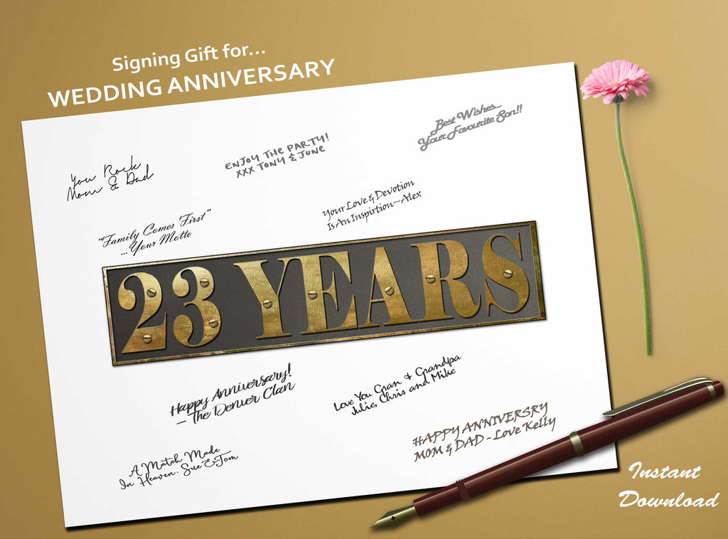 Anniversary Gift for Parents 23 Years Wall Art Printable guest book
