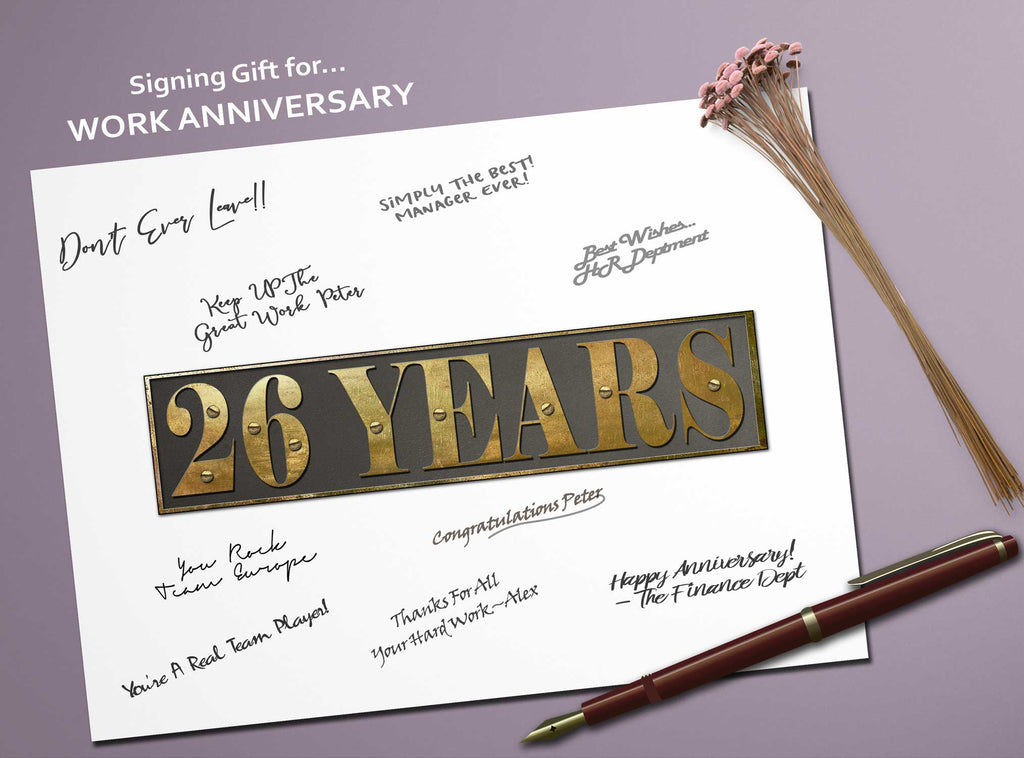Work Anniversary 26 Years Service Wall Art Printable guest book