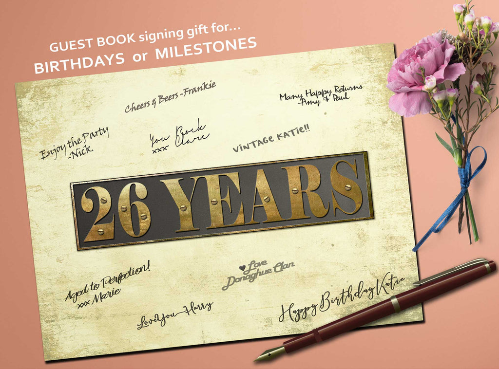 26 Years Birthday Wall Art Printable guest book