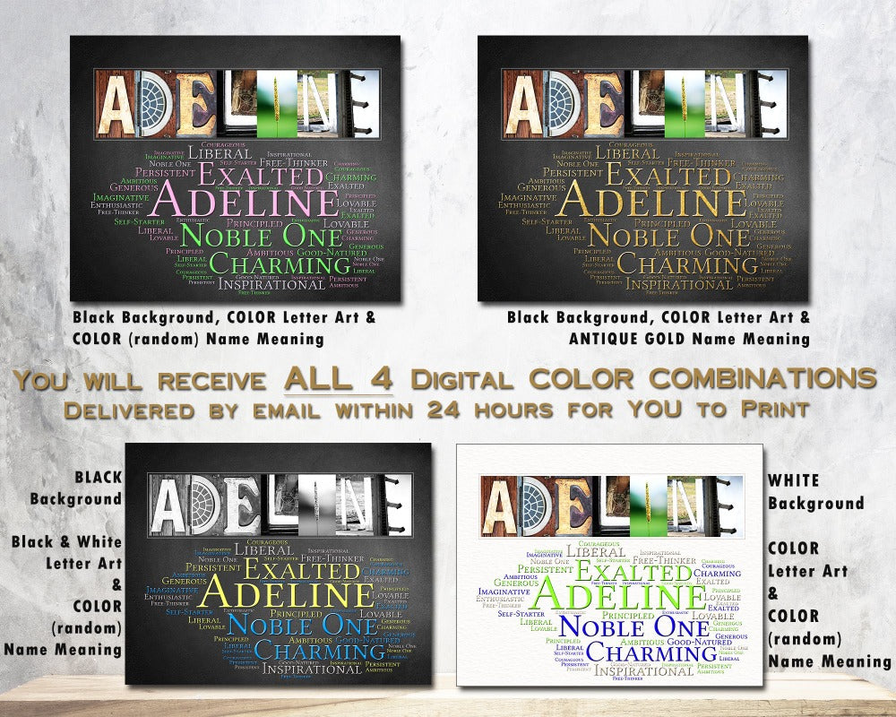 Adeline Name Art - Set of 4 Digital Prints