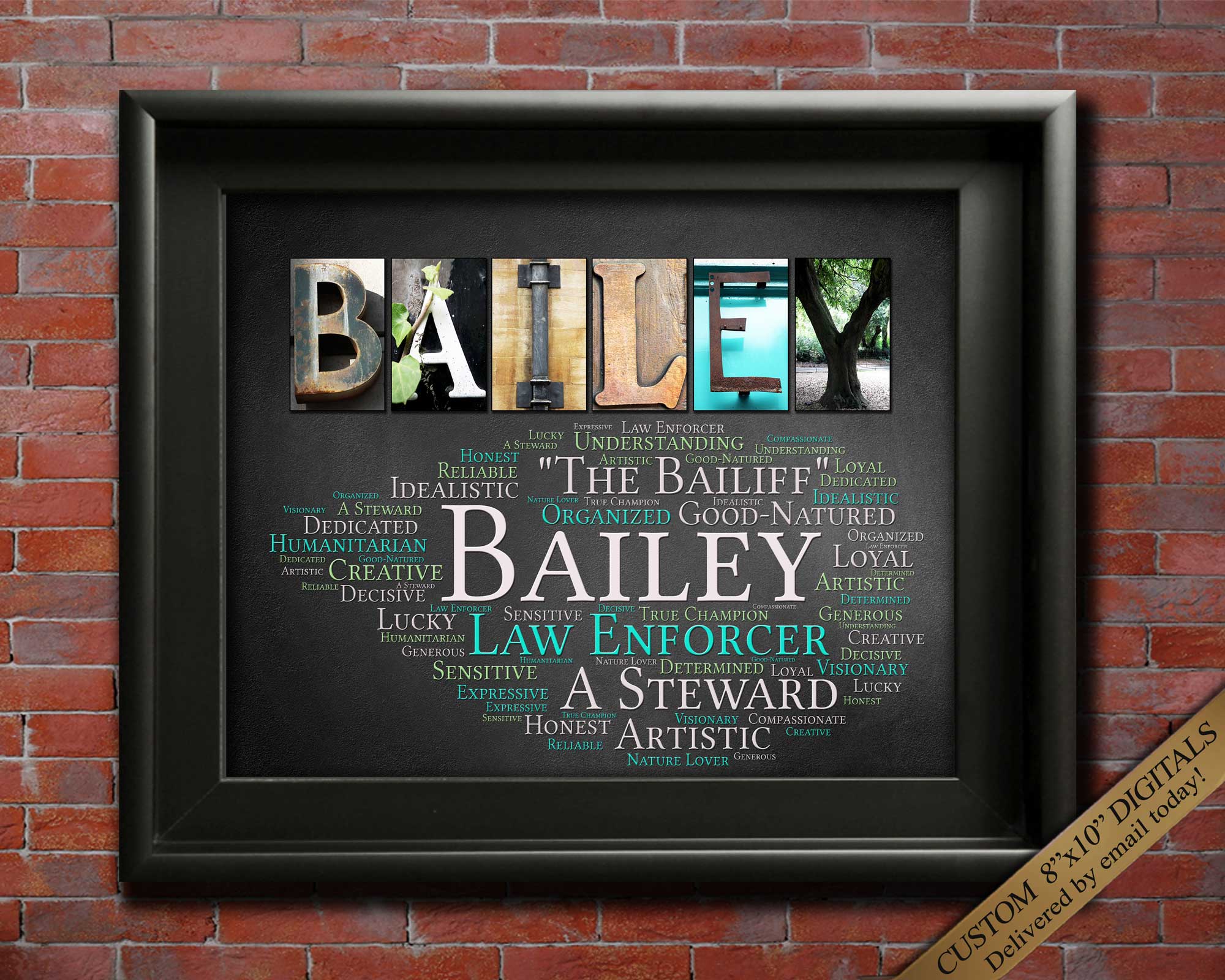 Bailey Meaning Name Art Gift | 4 Digital Prints – Letter Art Gifts