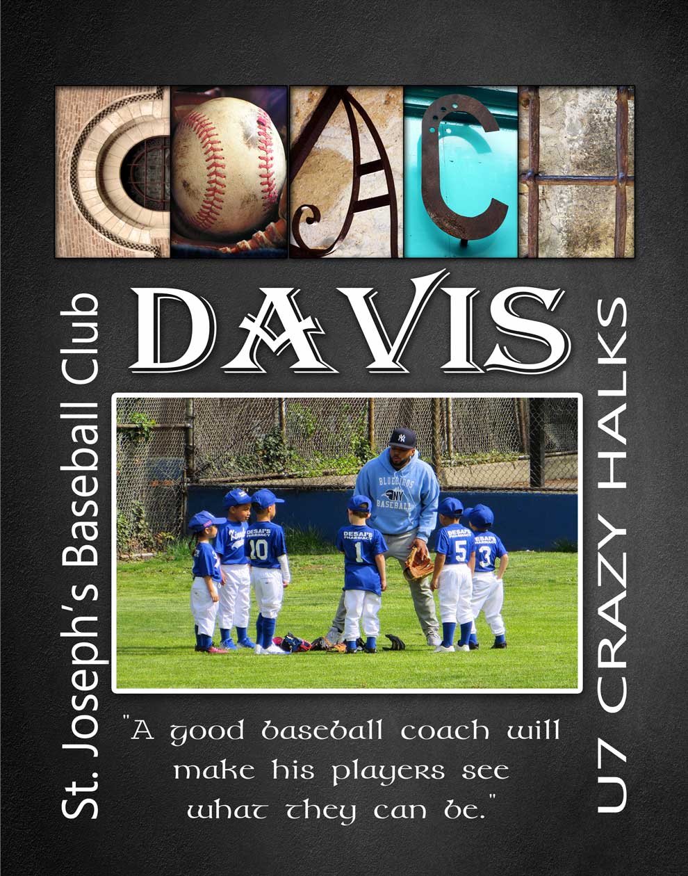 Baseball Coach Thank You Gift End of Season Award Plaque 