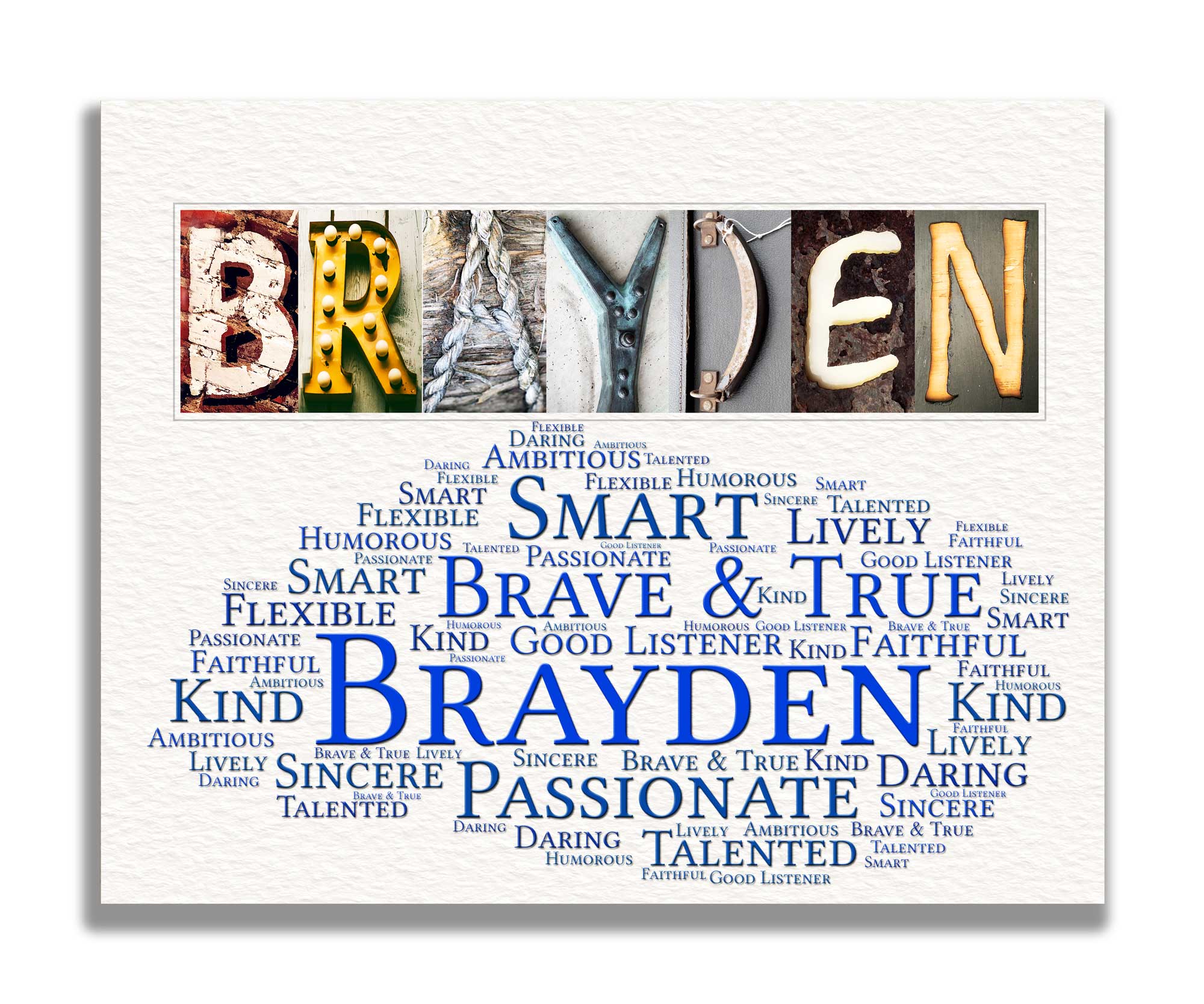 Brayden Meaning Name Art Gift | 4 Digital Prints – Letter Art Gifts