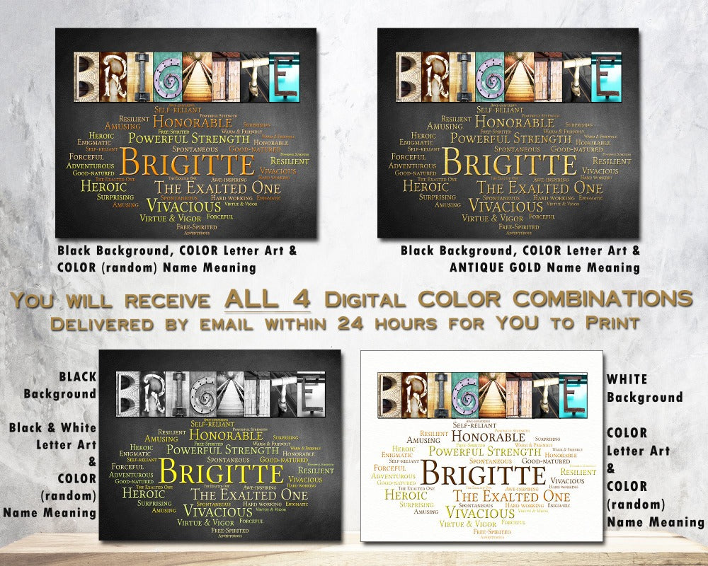 Brigitte Name Art - Set of 4 Digital Prints
