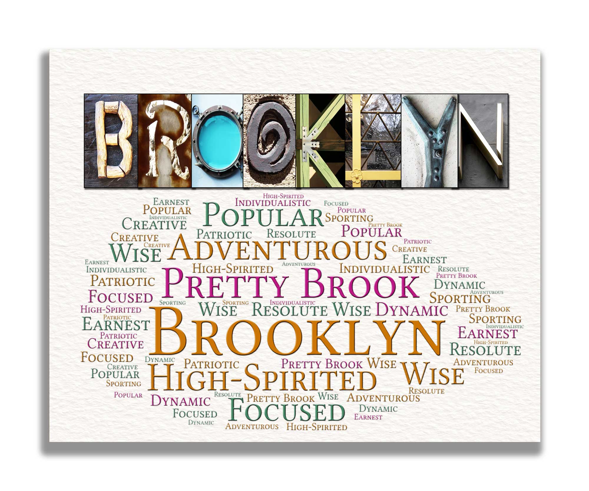 Brooklyn Meaning Name Art Gift 4 Digital Prints Letter Art Gifts
