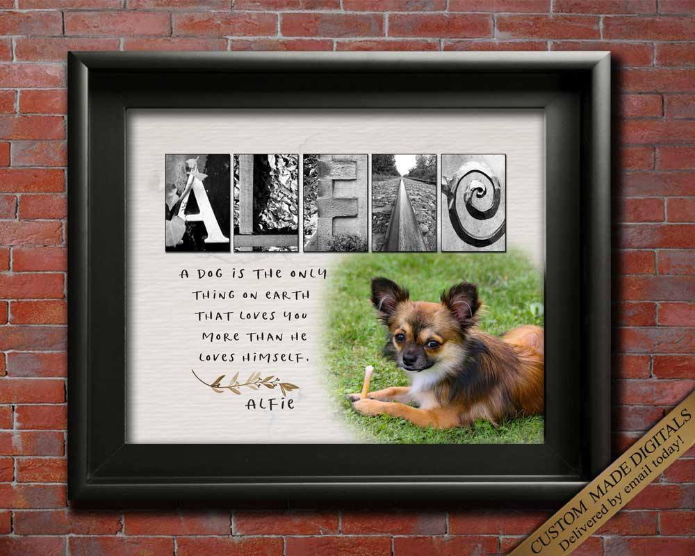 Custom Dog Name letter art print