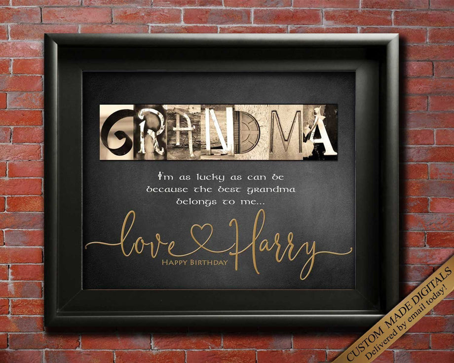 Personalized Grandma gifts, Personalized Gift for Grandma gift persona –  Letter Art Gifts