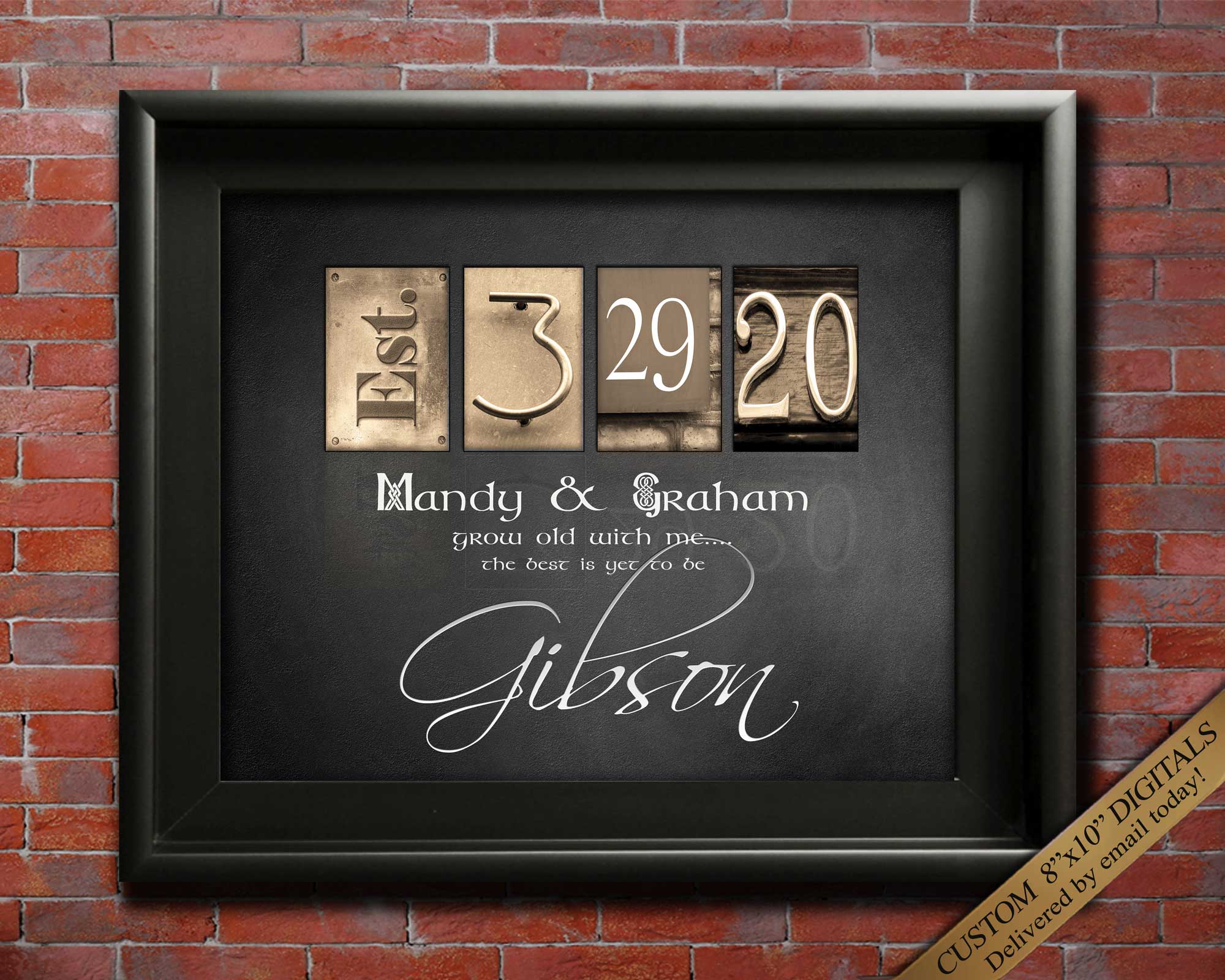 Celebrate The Date, Wedding Gift For Couple, Anniversary Gift, Personalized Wedding Gift, Any Name, Any Date Artwork