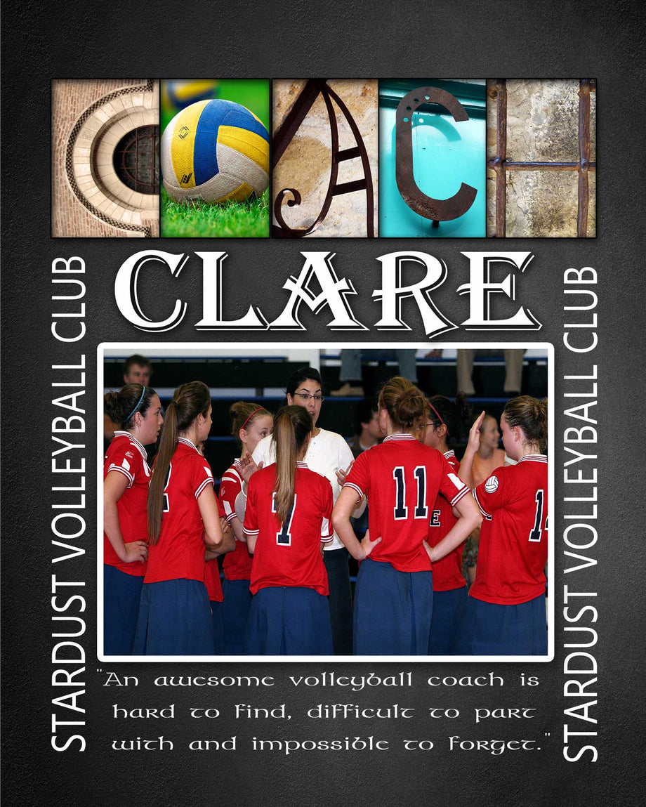 Volleyball Coach Gift Printable with Volleyball Team Photo. Thank You –  Letter Art Gifts