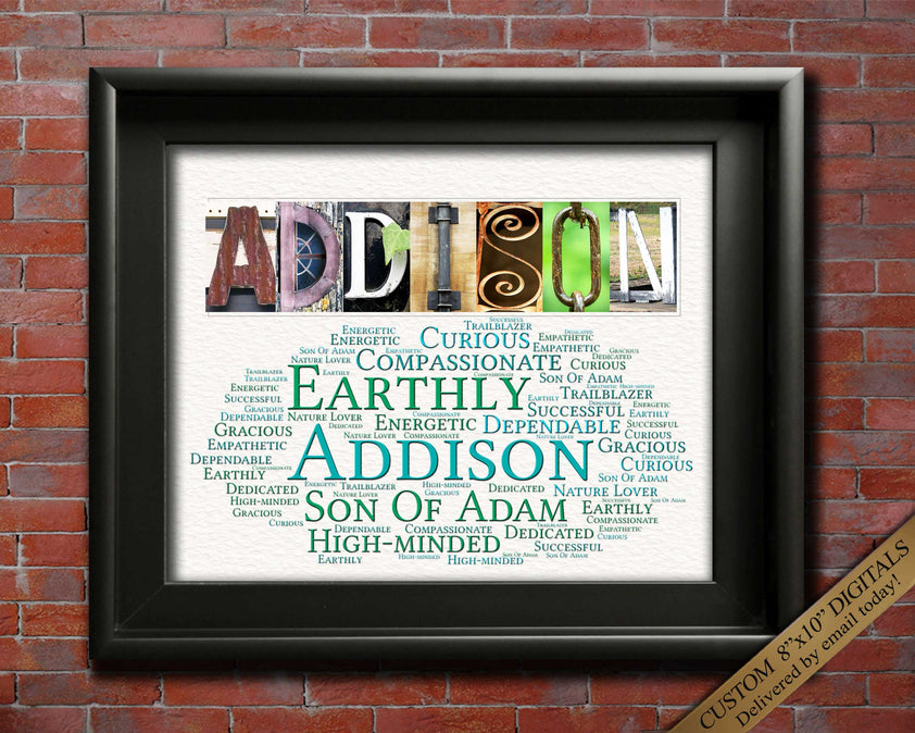 Addison Word Addison Name Meaning Gift | 4 Digital Prints – Letter Art Gifts