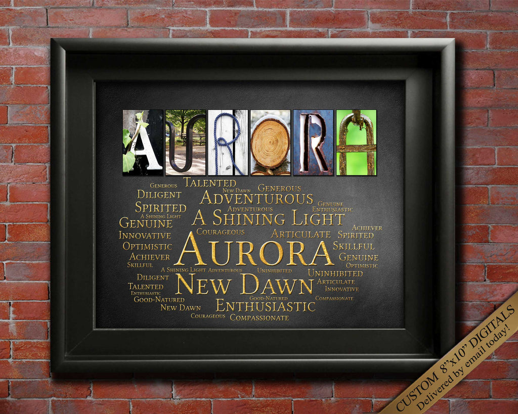 Aurora Name Origin Art Print, Digital