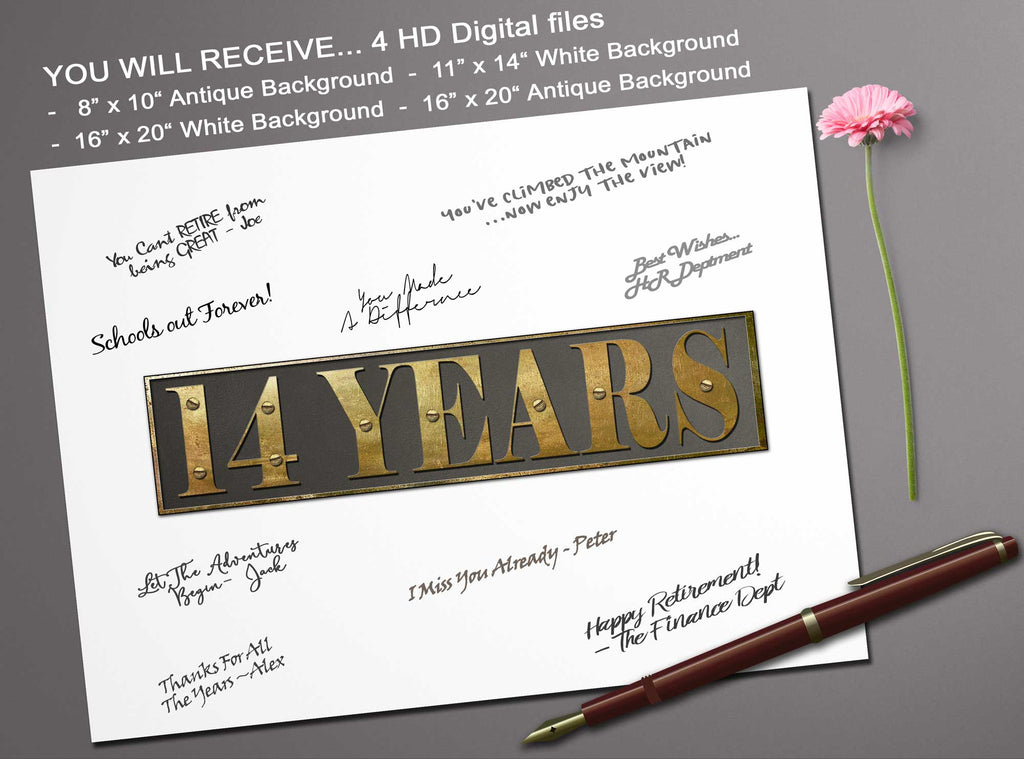 14 Years celebration guest book printable