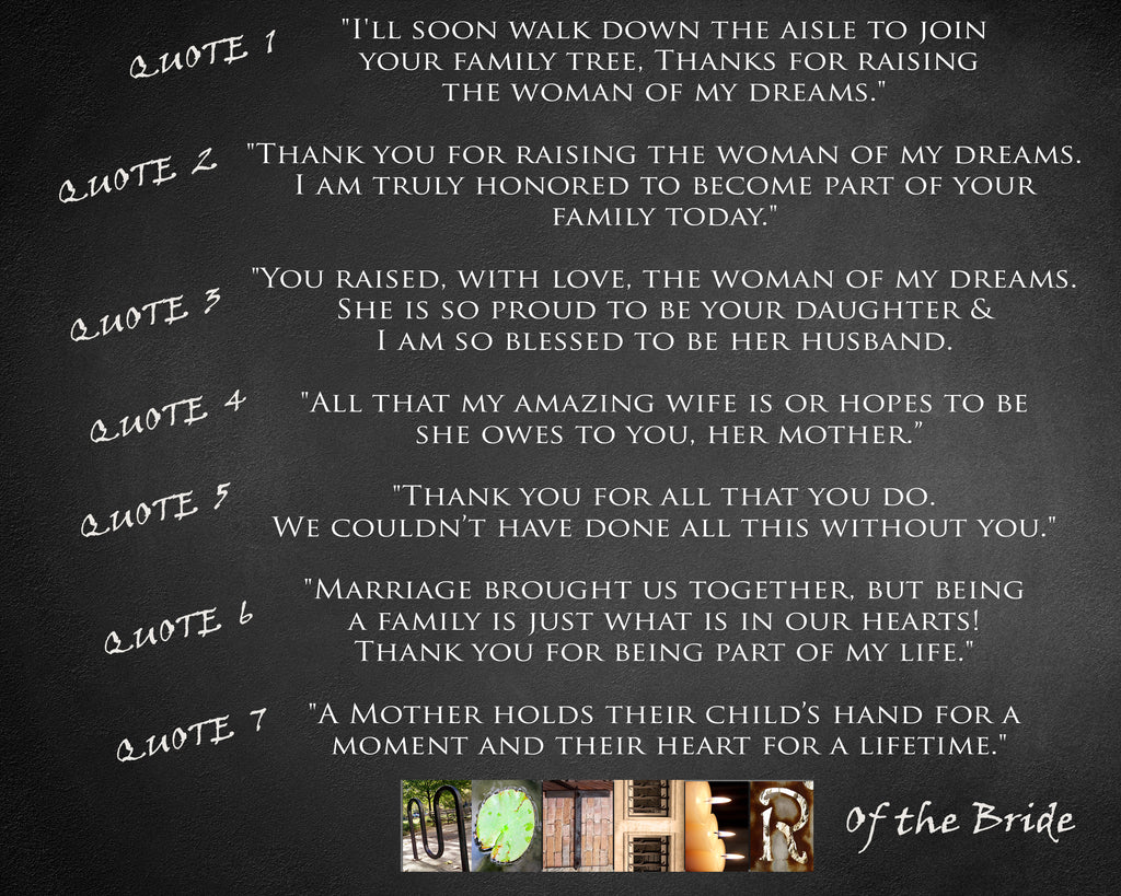 Quotes For Mother Of The Bride Gift from Groom on wedding day