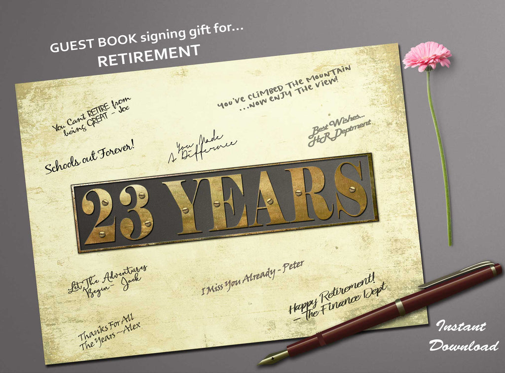 23 Years Retirement Gift Wall Art Printable guest book