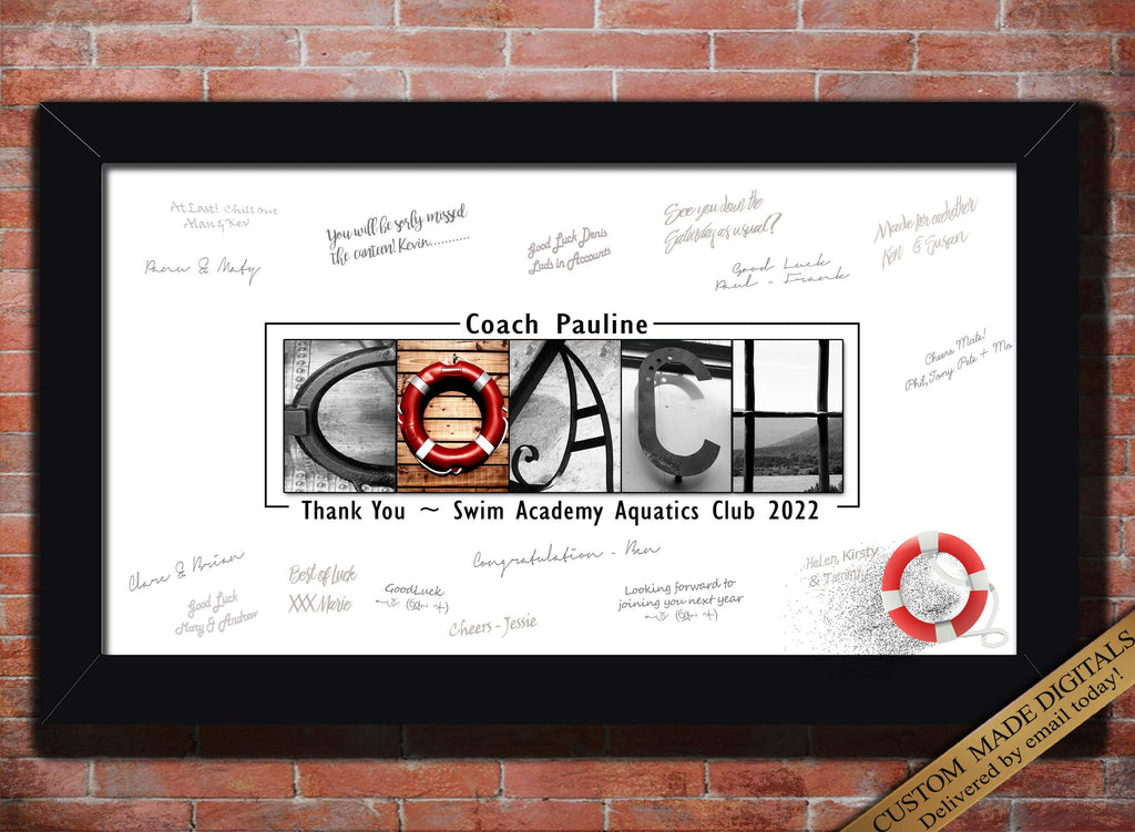 Swimming instructor coach signing print